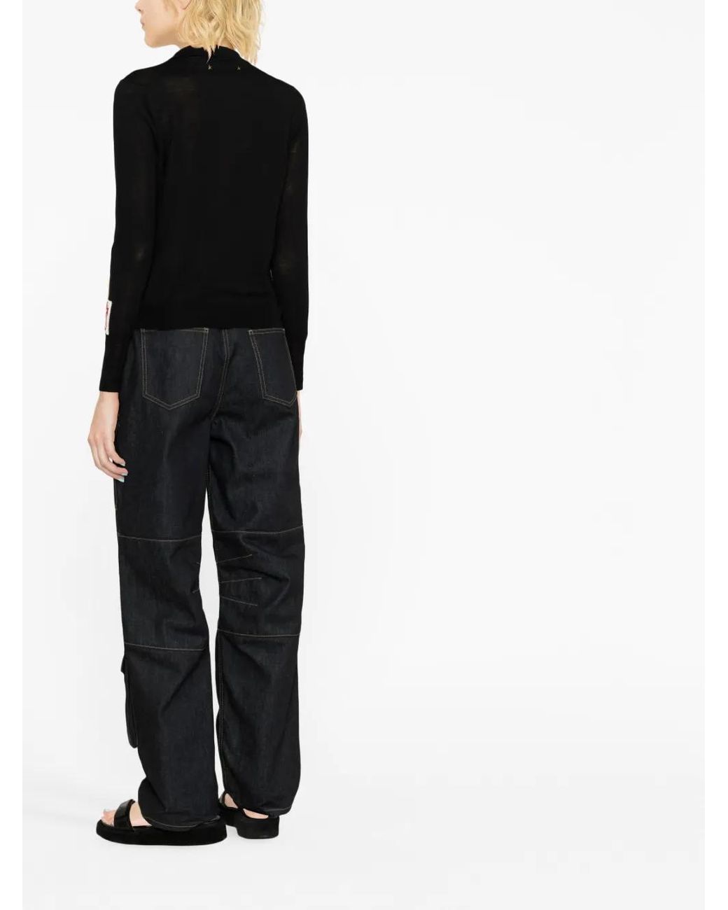 Golden Goose Deluxe Brand Black Fine-Knit Wool Polo Shirt
