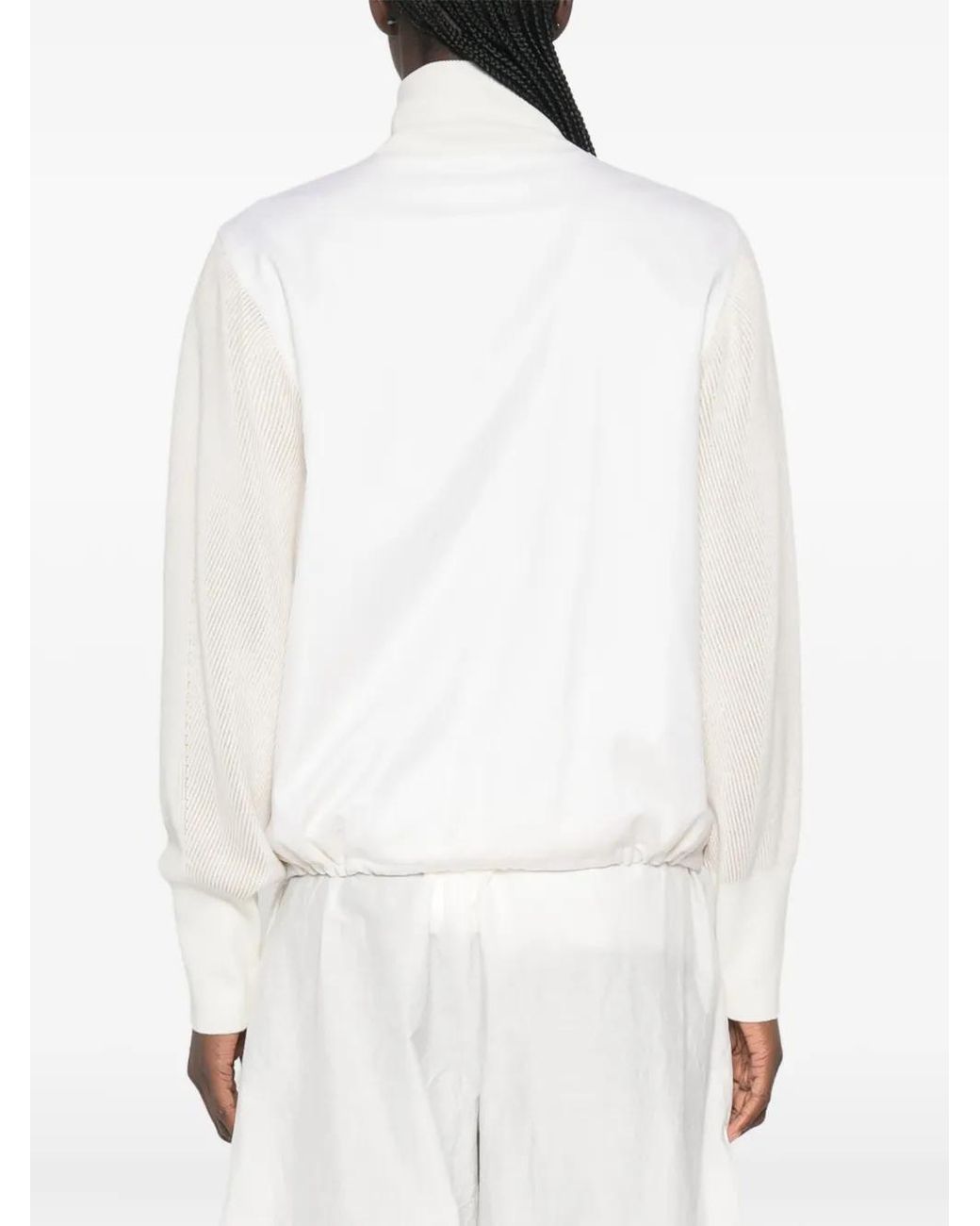 Fabiana Filippi White Ribbed-Knit Panelled Jacket