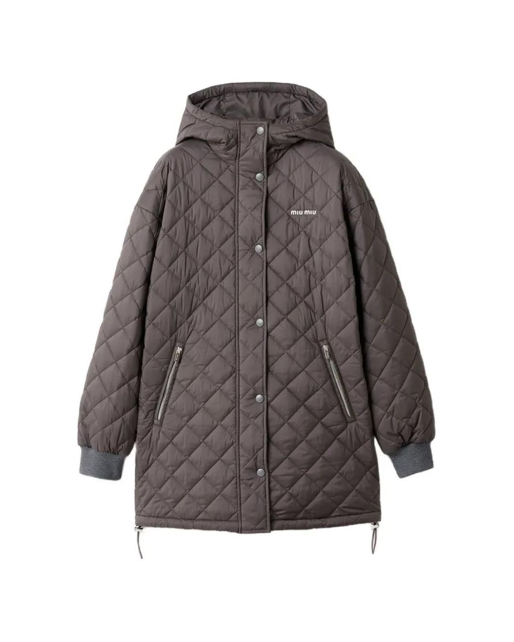 Miu Miu Gray Technical Pongé Down Jacket