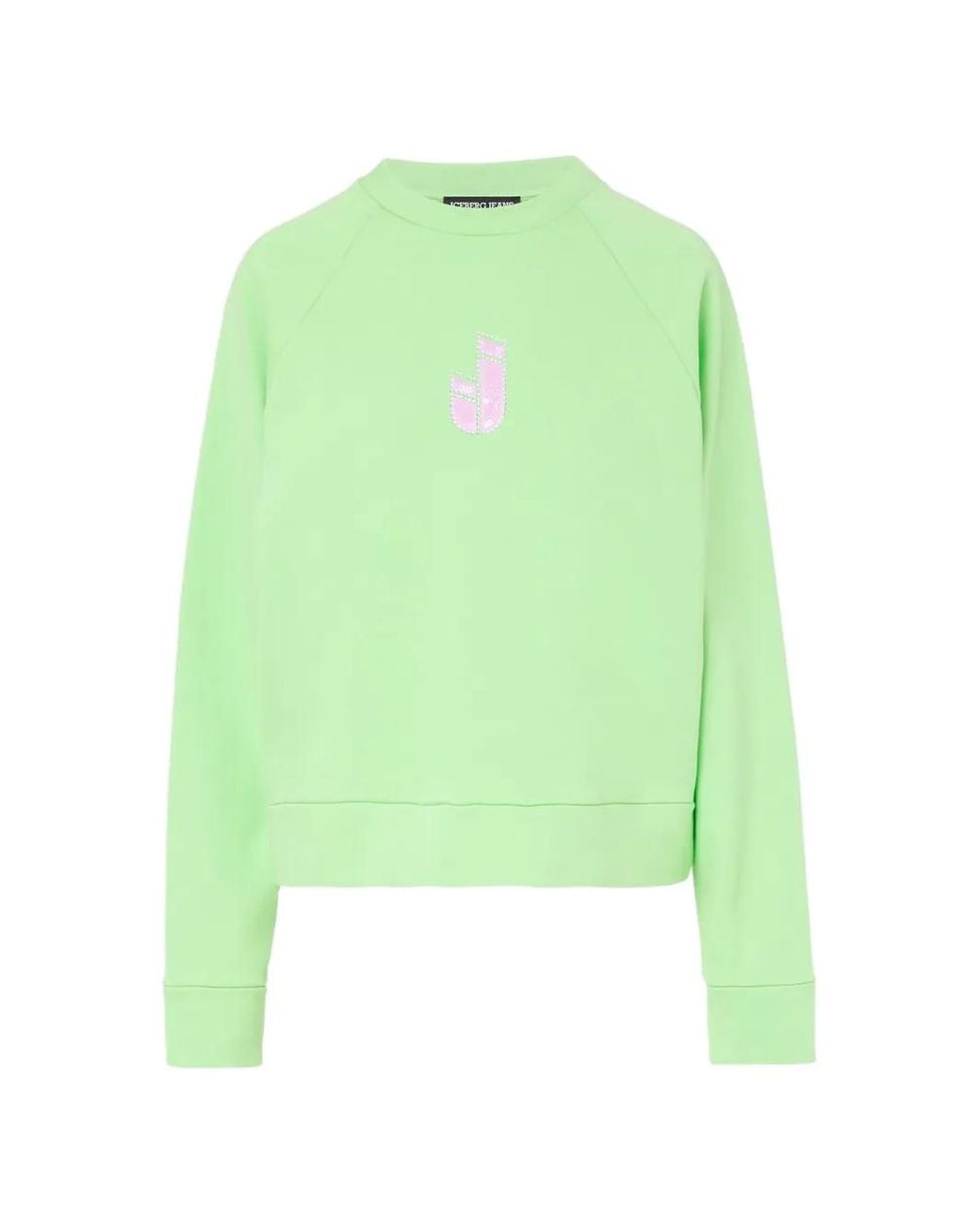 Iceberg Green Logo-Patch Raglan-Sleeve Sweatshirt