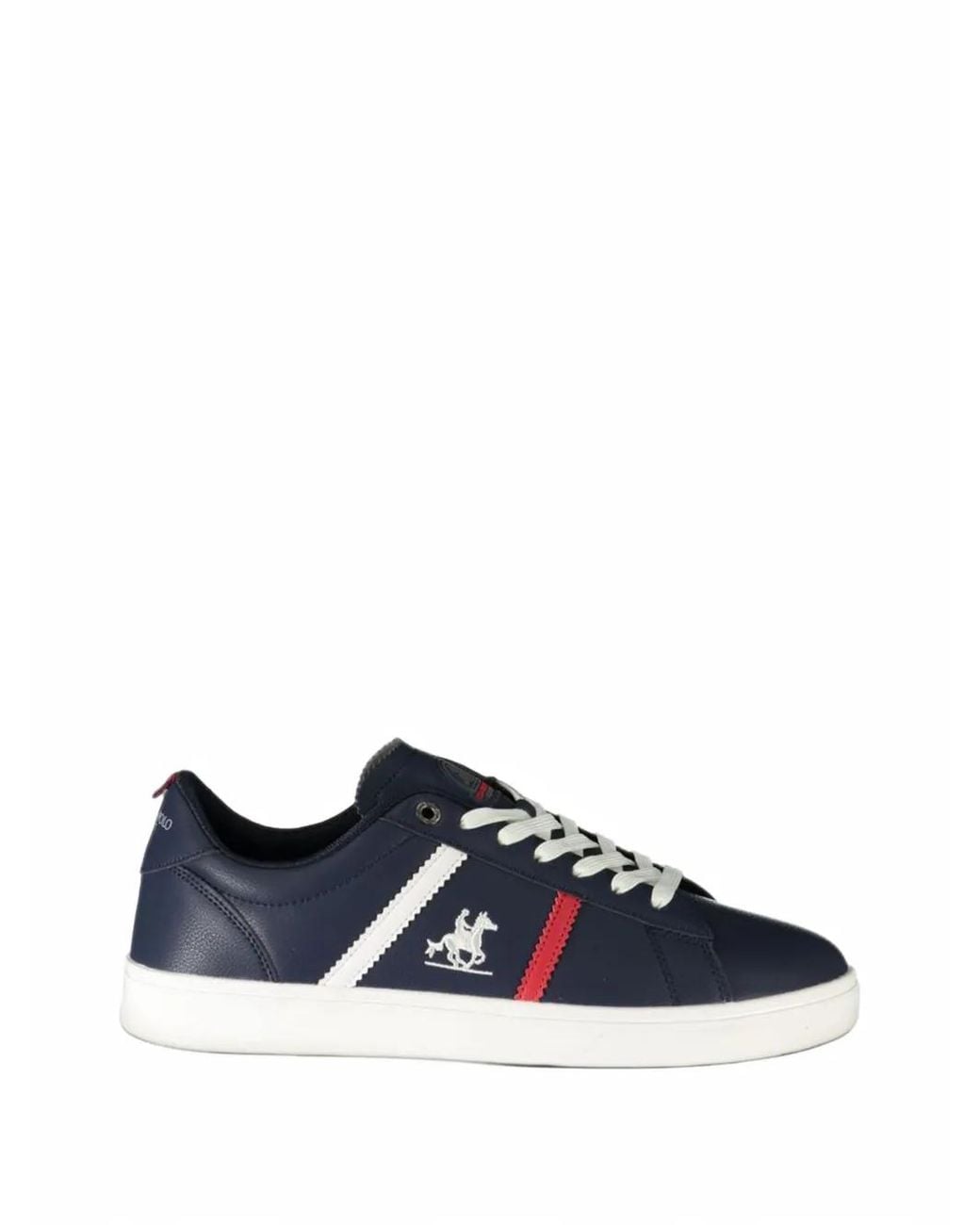U.S. Grand Blue Logo-Print Striped Sneakers for men