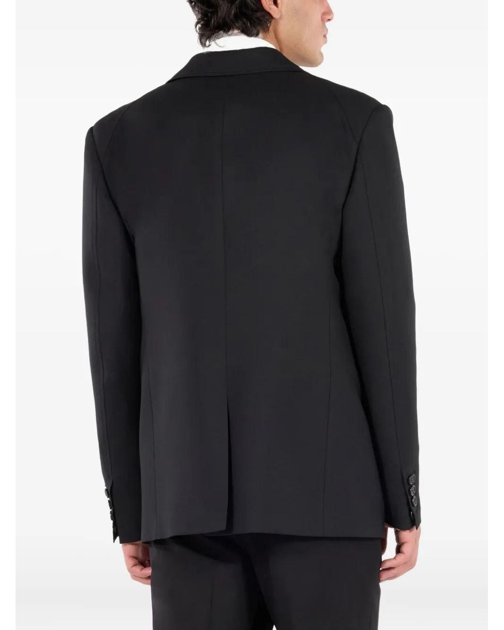 Roberto Cavalli Black Leopard-Print Lining Wool Blazer for men