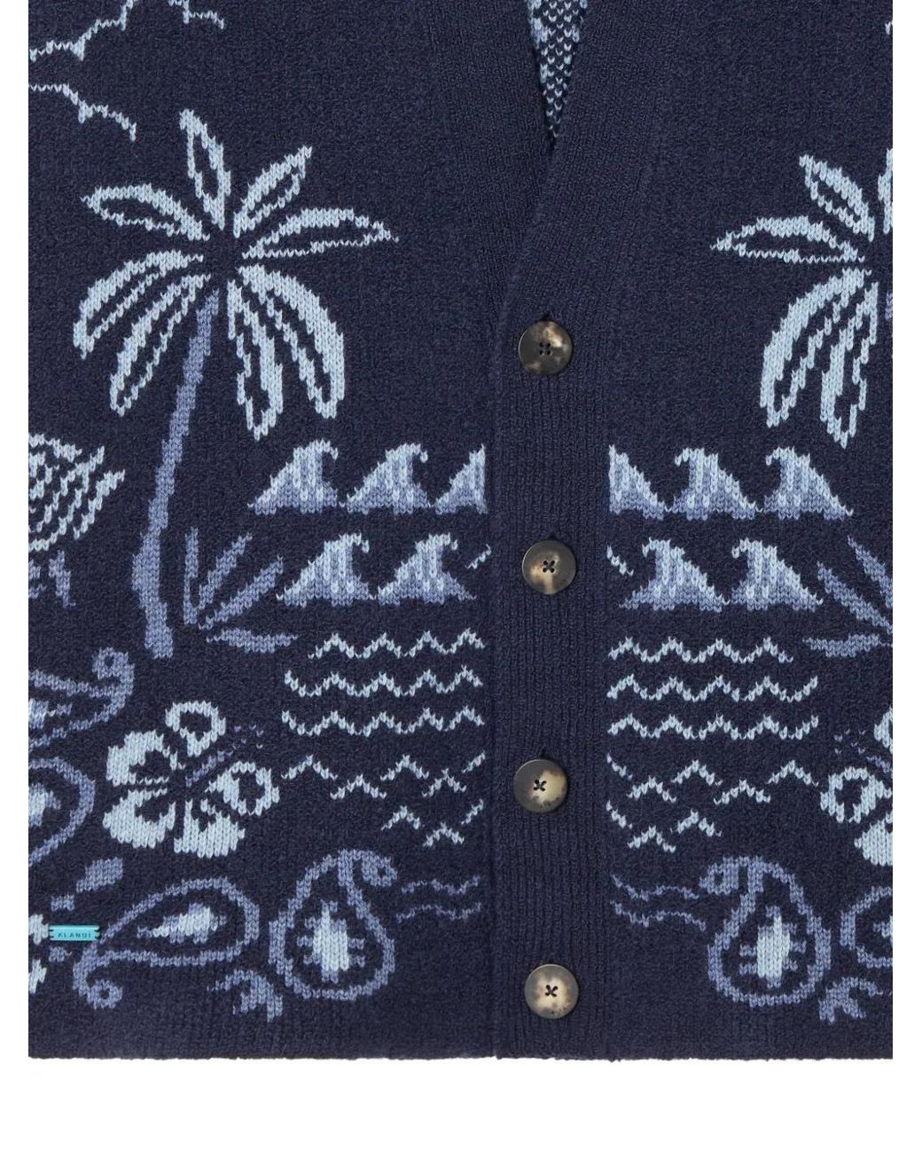 Alanui Blue Cardigan À Motif Cachemire for men