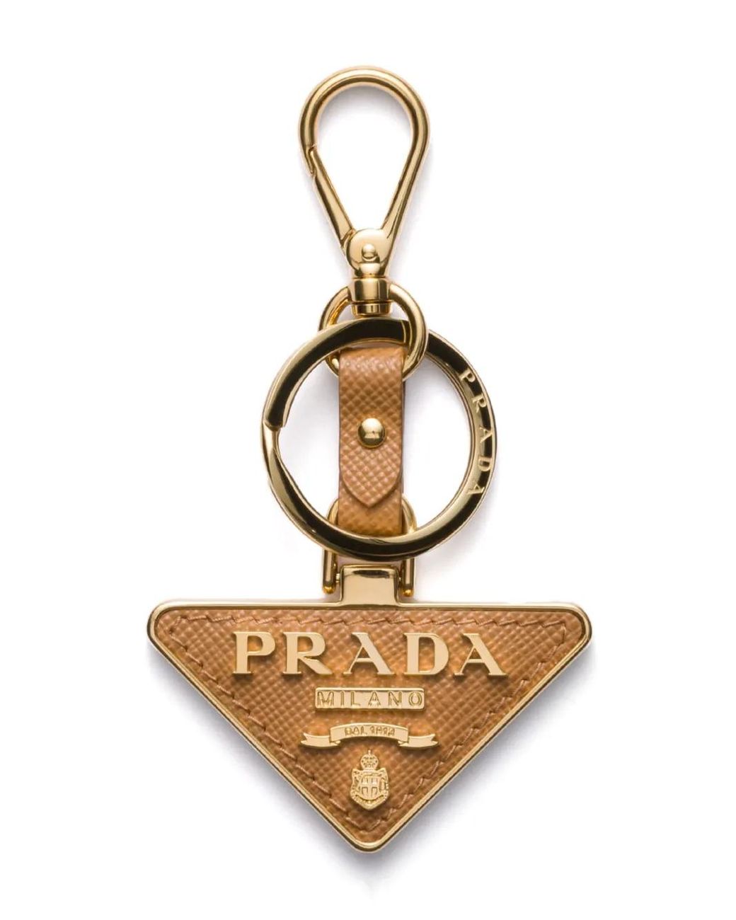 Prada Leren Sleutelhanger in het Metallic