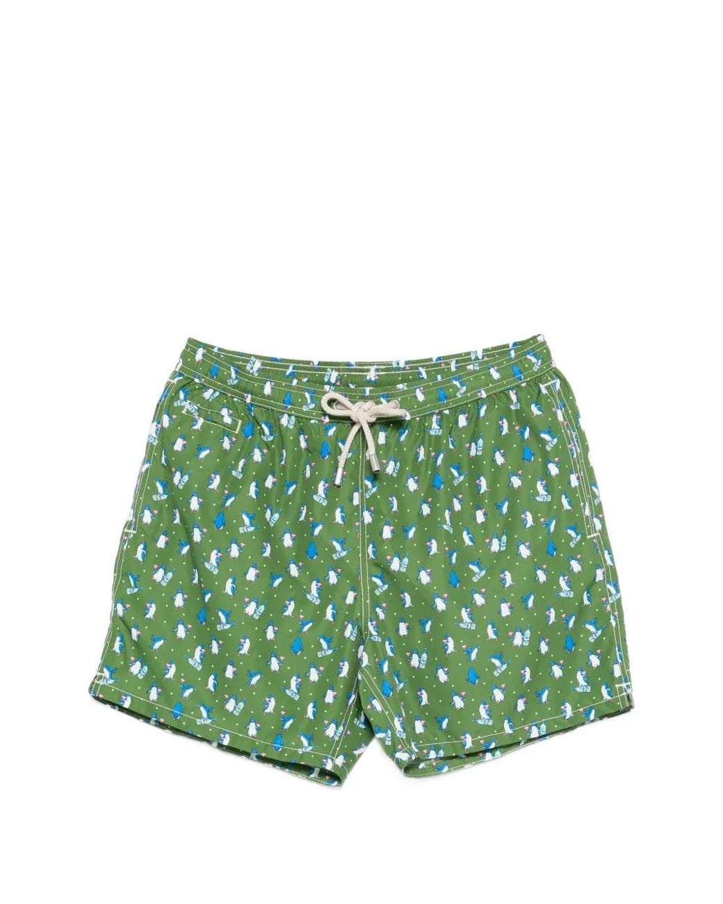 Mc2 Saint Barth Green Lighting Micro Swim Shorts With Print for men