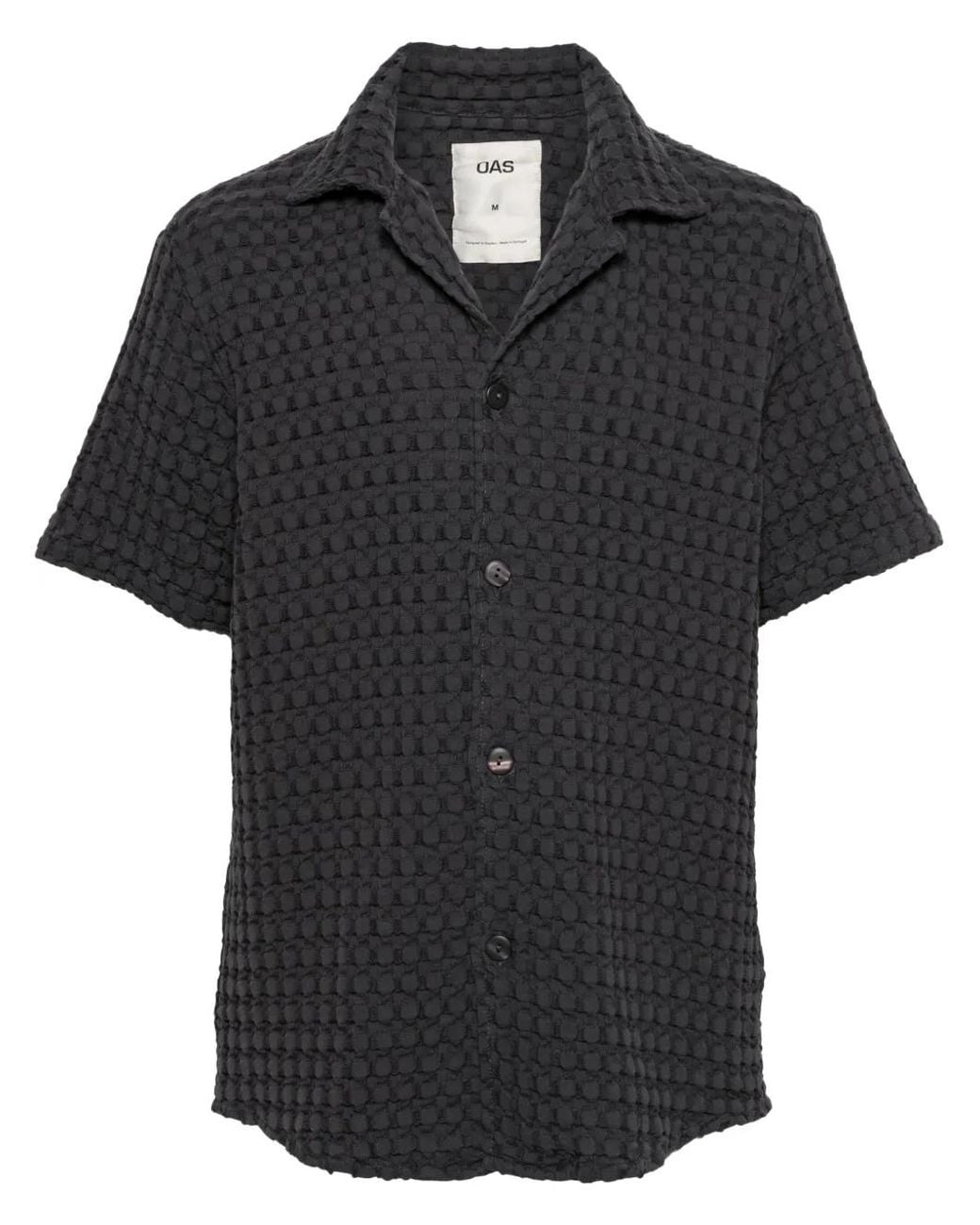 Oas Black Cuba Camp-Collar Shirt for men