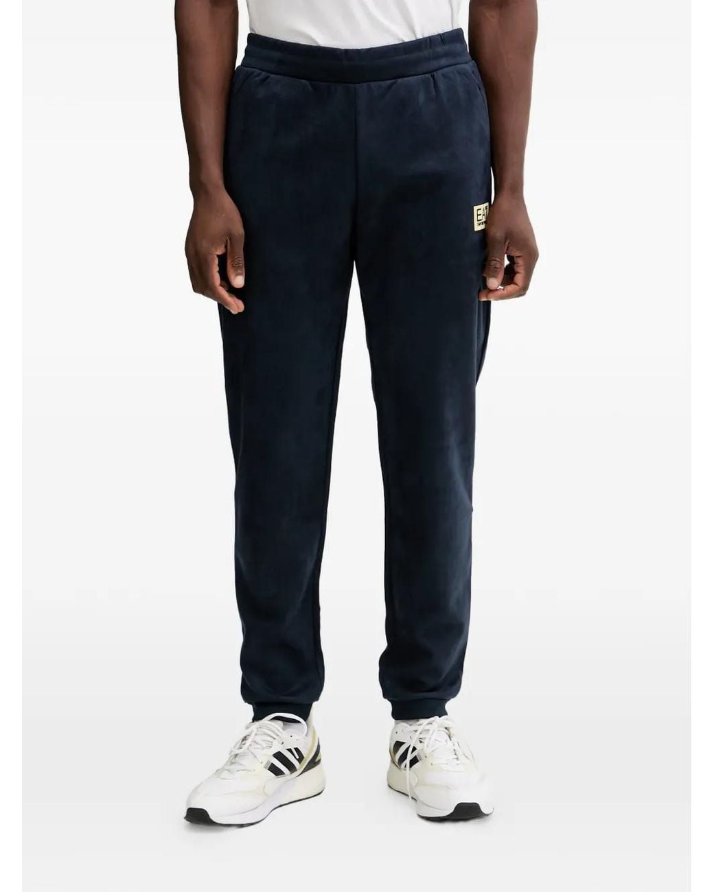 EA7 Blue Logo-Patch Track Pants for men