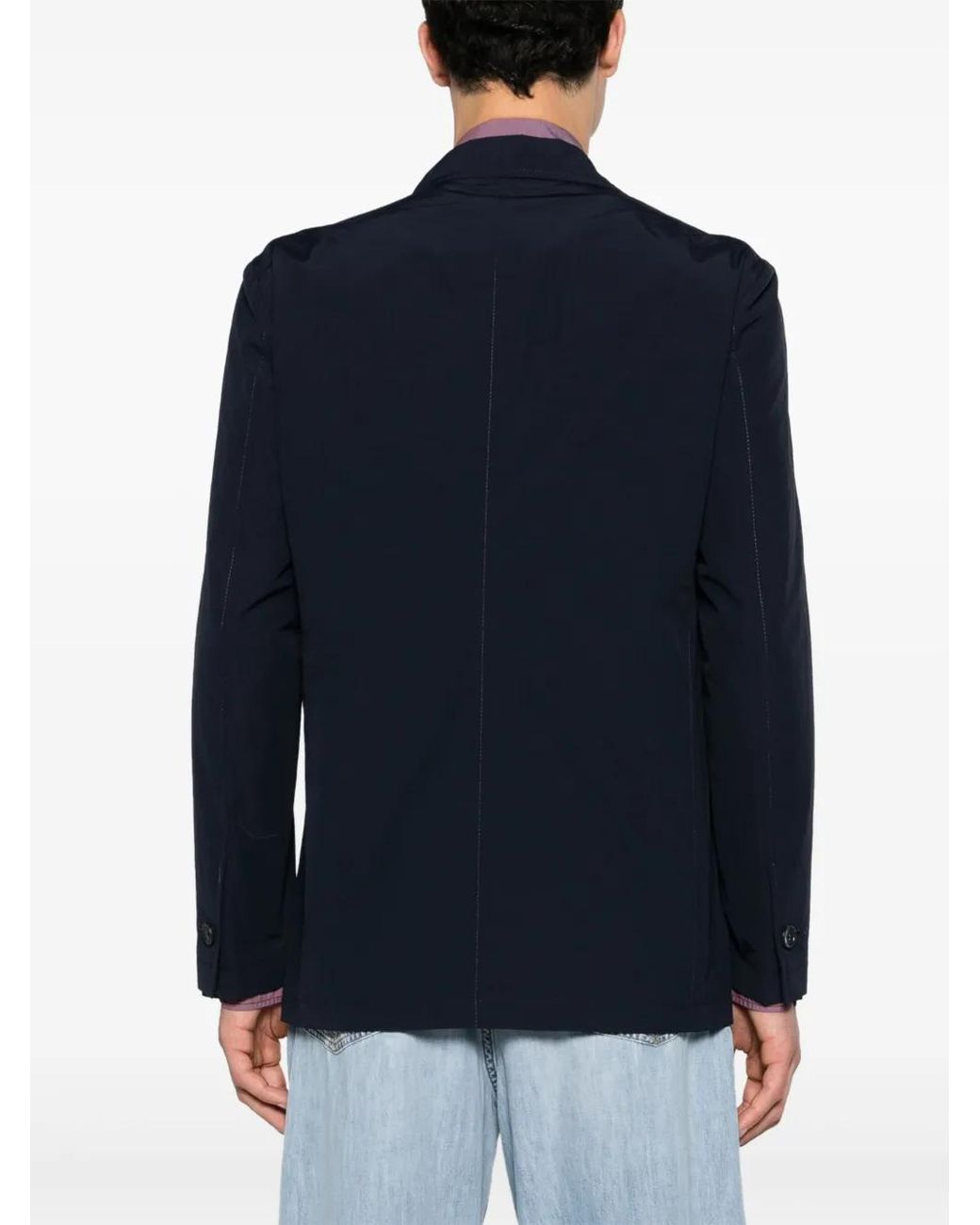 Tagliatore Blue Notched-Lapels Single-Breasted Blazer for men