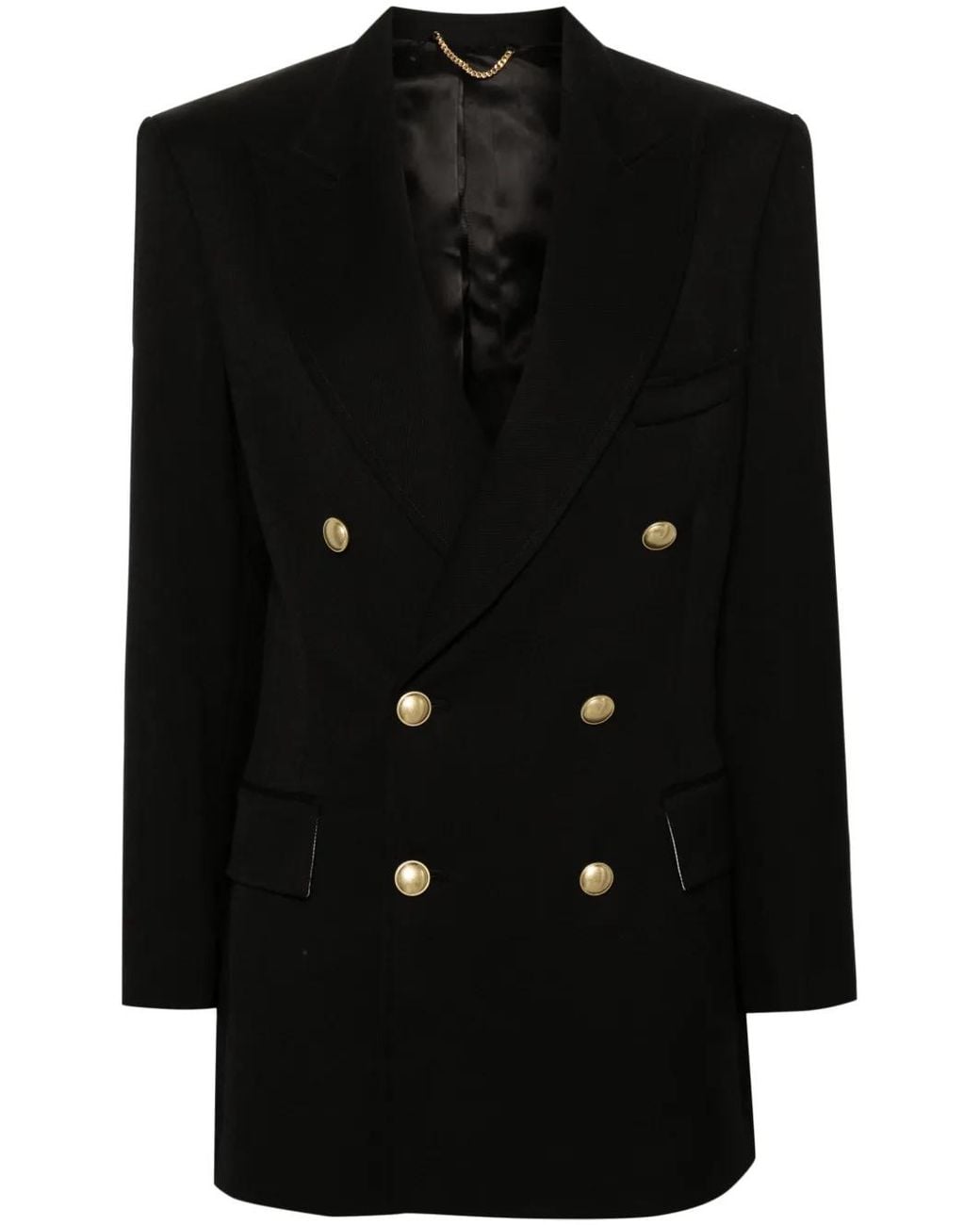 Victoria Beckham Black Peak-Lapels Double-Breasted Blazer