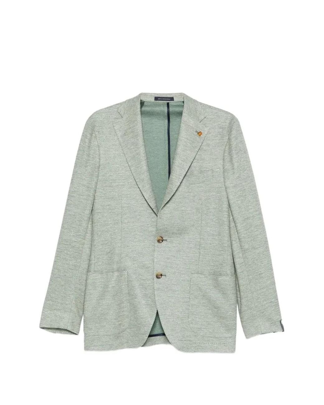 Sartoria Latorre Green Textured-Finish Single-Breasted Blazer for men