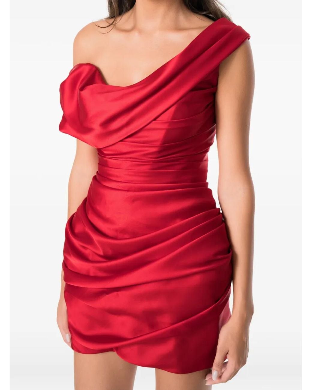 NORINA ST Red Mia Draped Lace-Up Mini Dress