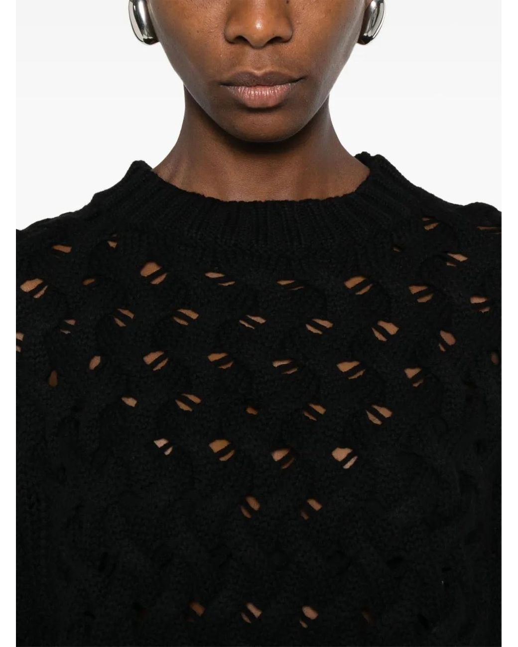 P.A.R.O.S.H. Black Open-Knit Sweater