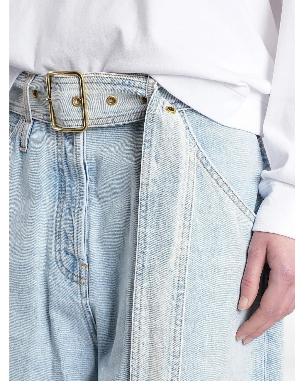DARKPARK Blue Dalila Belted Wide-Leg Jeans
