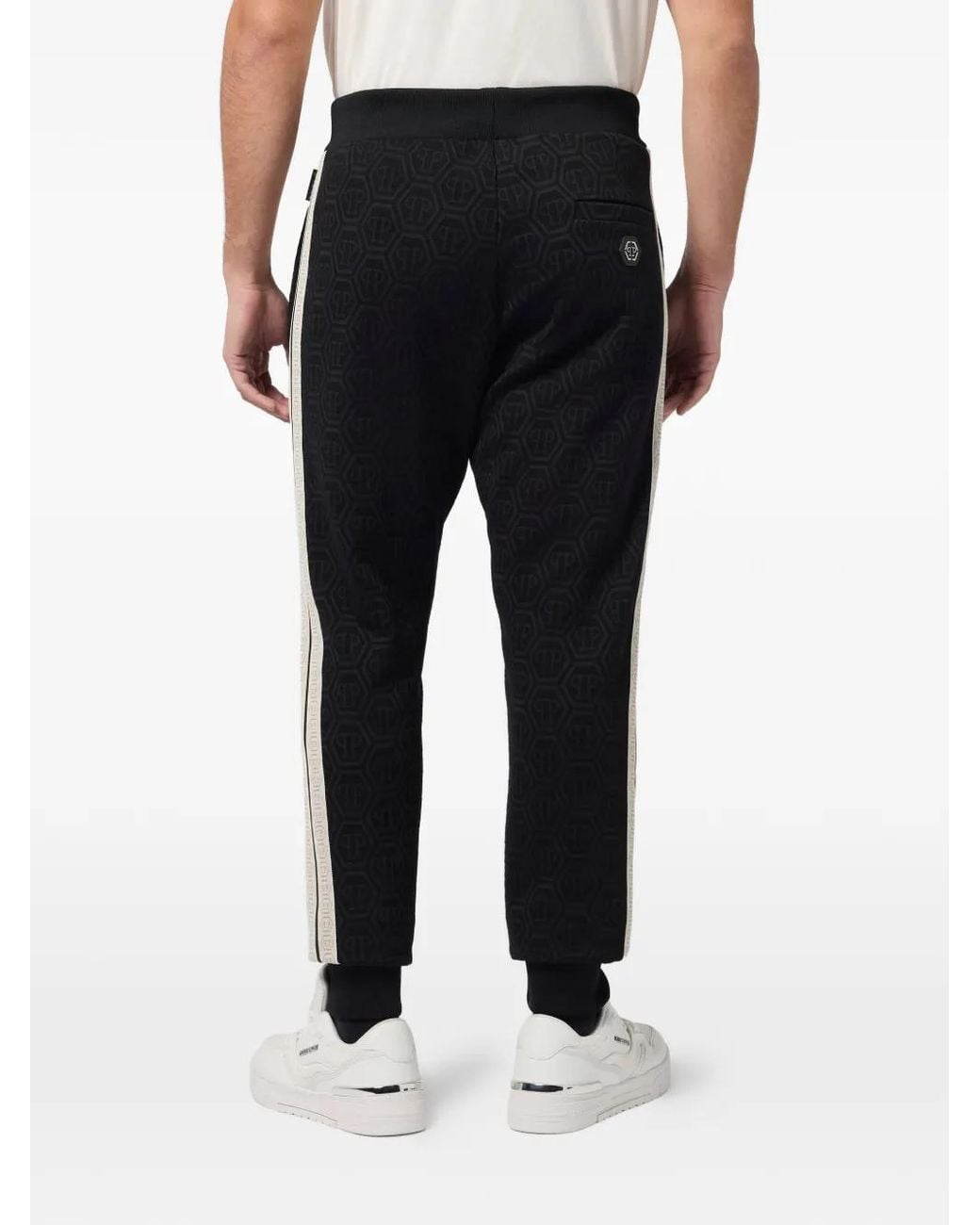 Philipp Plein Black Pantalon De Jogging À Motif Monogrammé En Jacquard for men