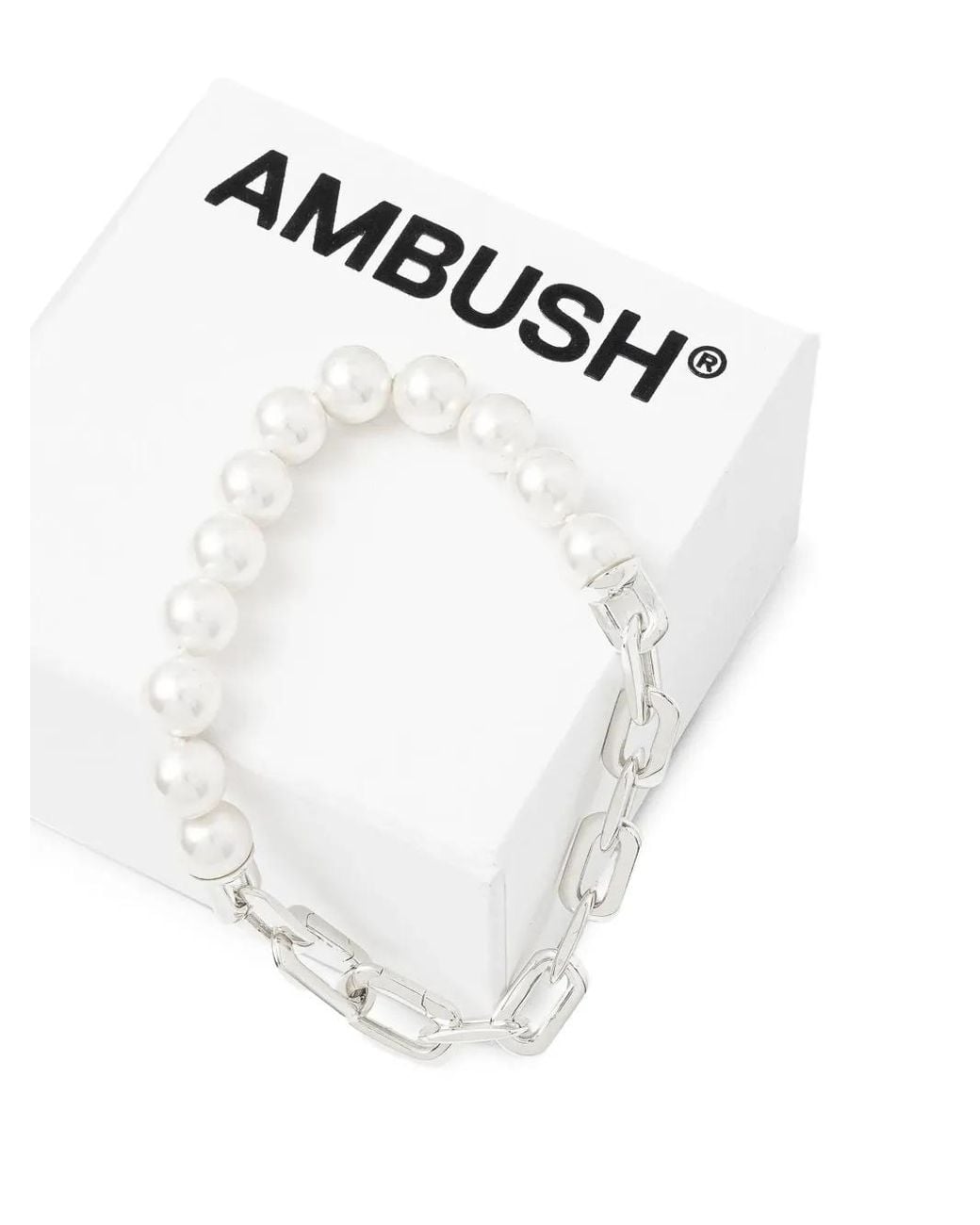 Ambush White Versilbertes Armband Mit Kunstperlen