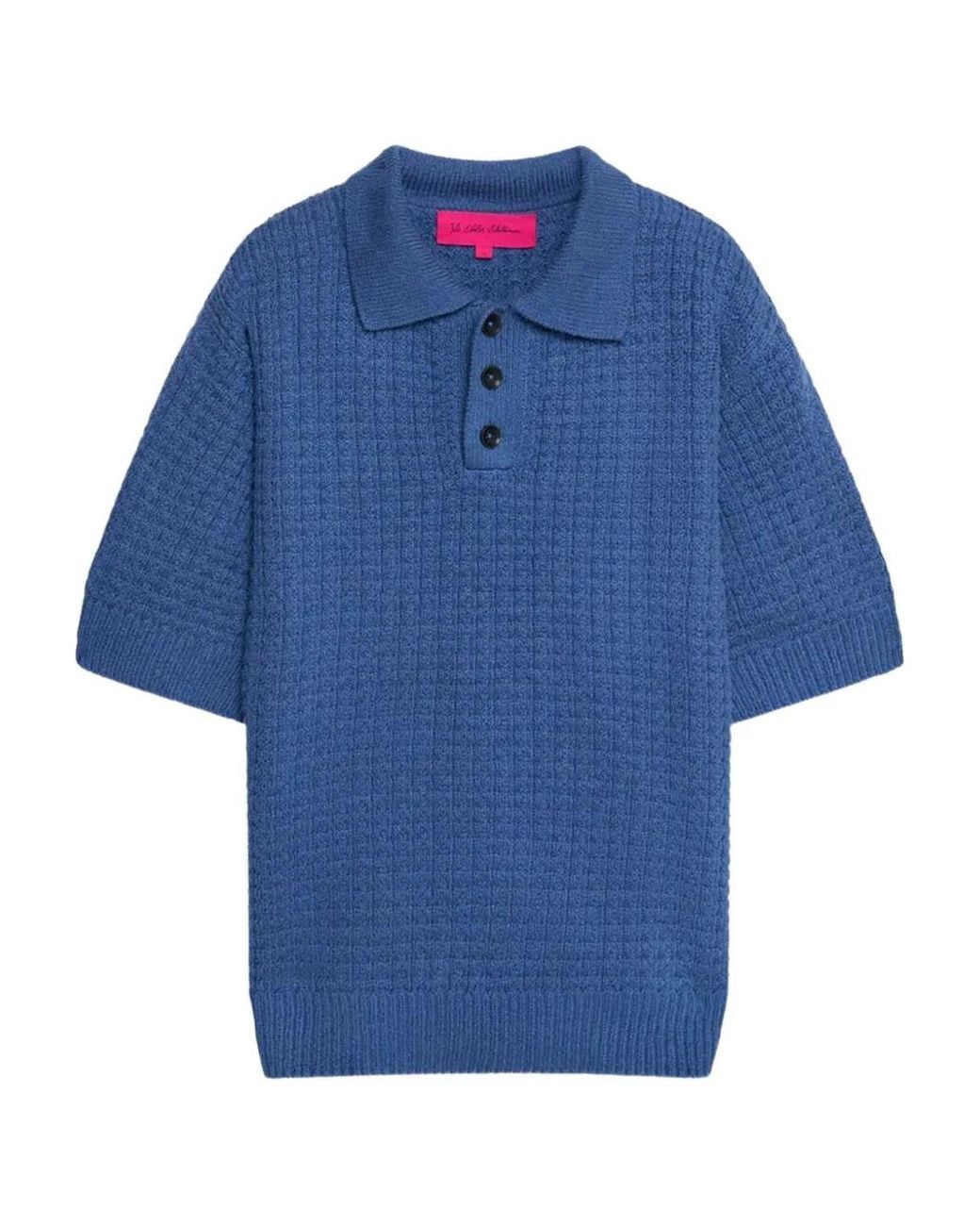 The Elder Statesman Blue Textured Polo Shirt for men