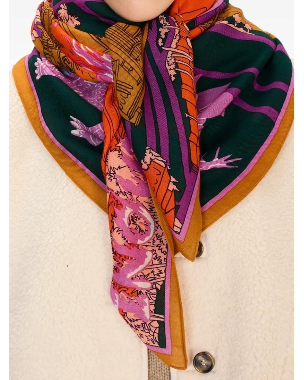 Inoui Edition Orange Vegas Carré 130 Graphic-Print Scarf