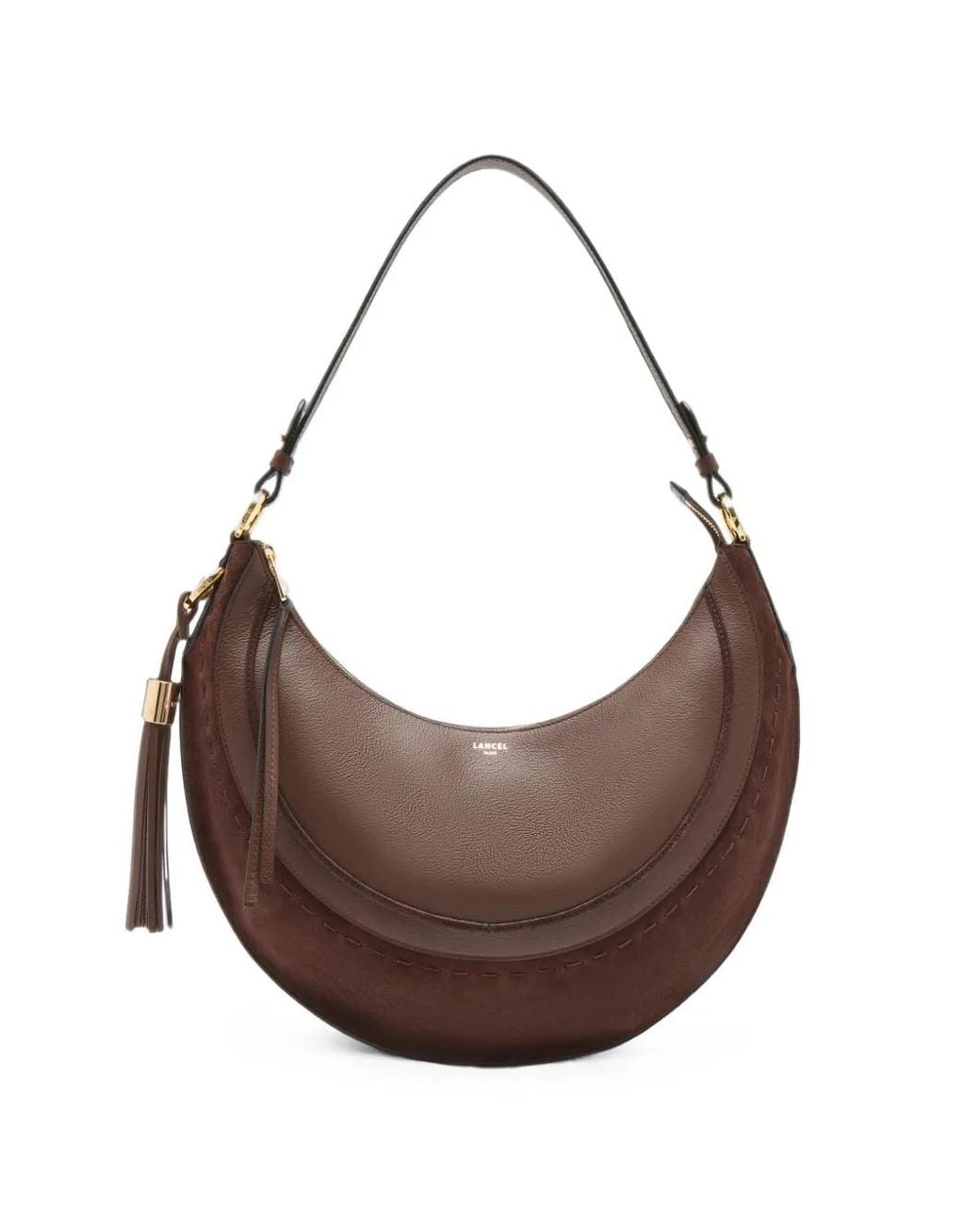 Lancel Brown M Tassel-Detail Leather Shoulder Bag