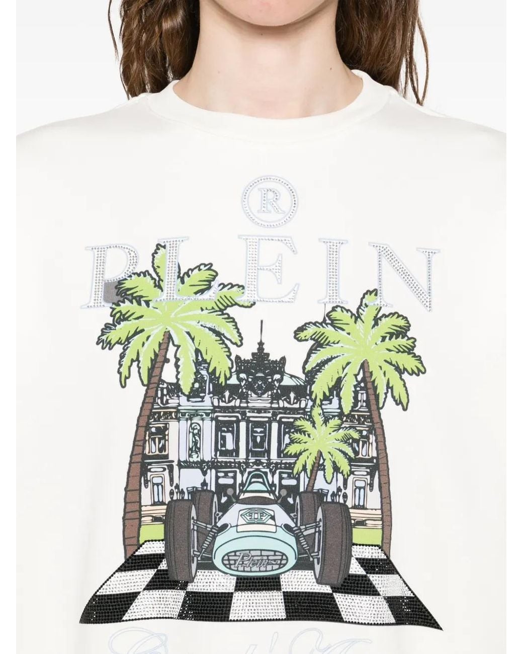 Philipp Plein White 'New Port Beach Cut' Long Sleeve Sweatshirt
