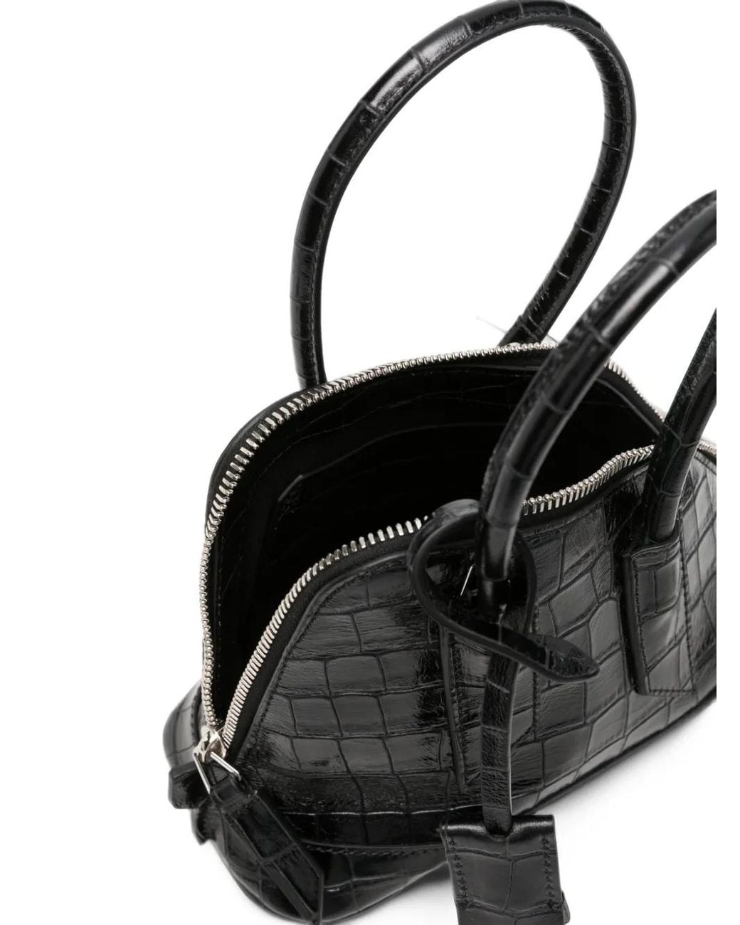 The Attico Black Mini Sant Ambroeus Croc-Effect Tote Bag