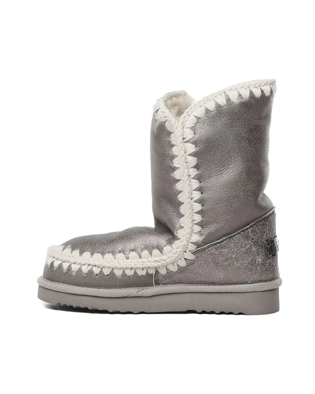 Mou Gray 24 Crochet-Detail Boots