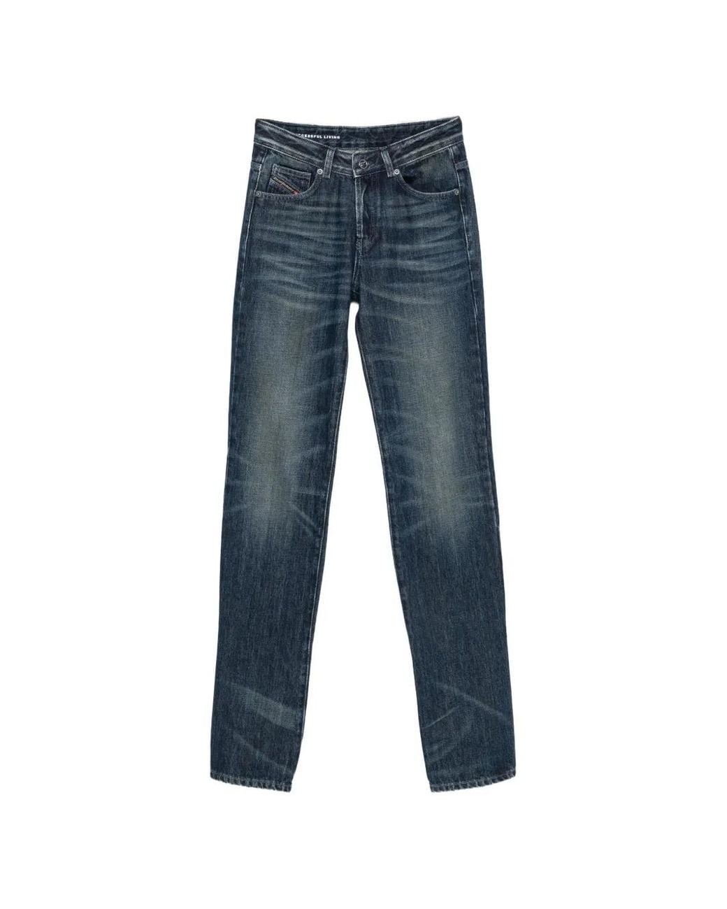 DIESEL Blue Faded Straight-Leg Jeans