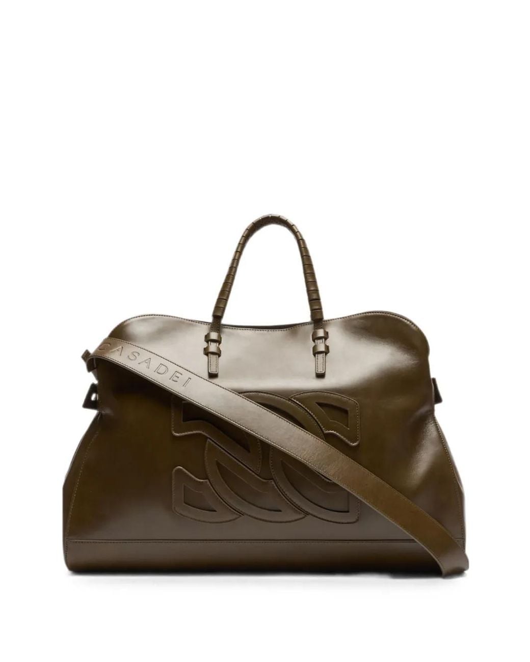 Casadei Brown Park Avenue C-Chain Logo Tote Bag