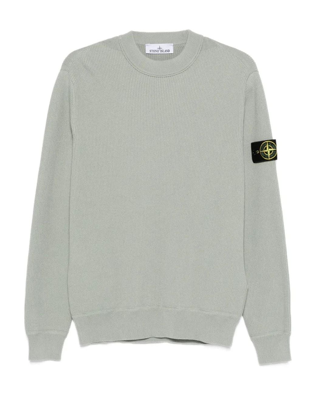 Stone Island Gray Ribbed Soft Organic Cotton Crewneck for men