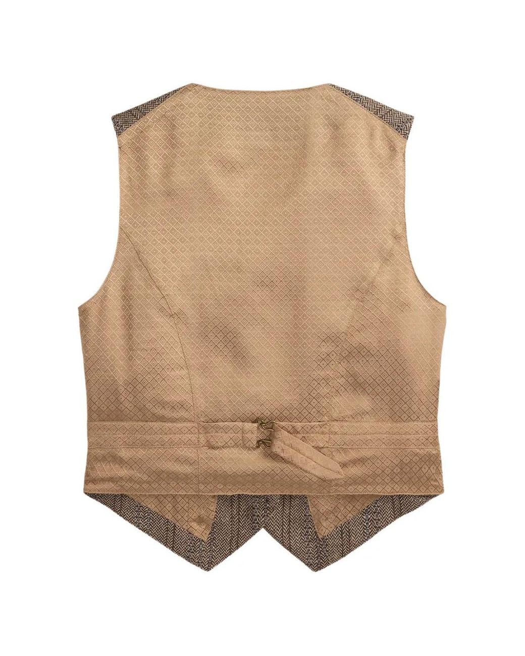 RRL Brown Herringbone Button Vest