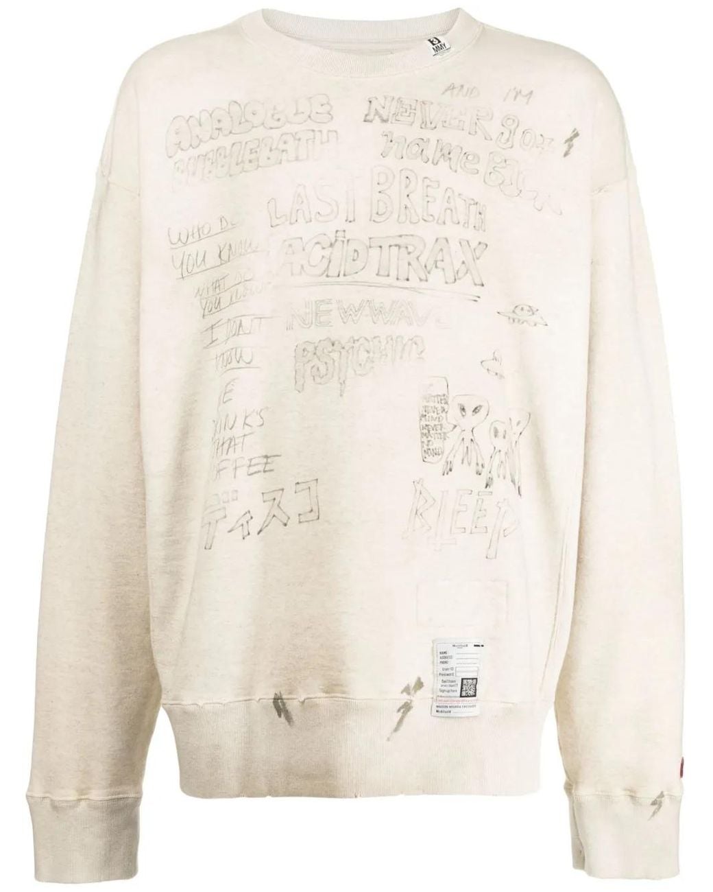 Maison Mihara Yasuhiro Natural Sketch-Print Distressed Jumper for men