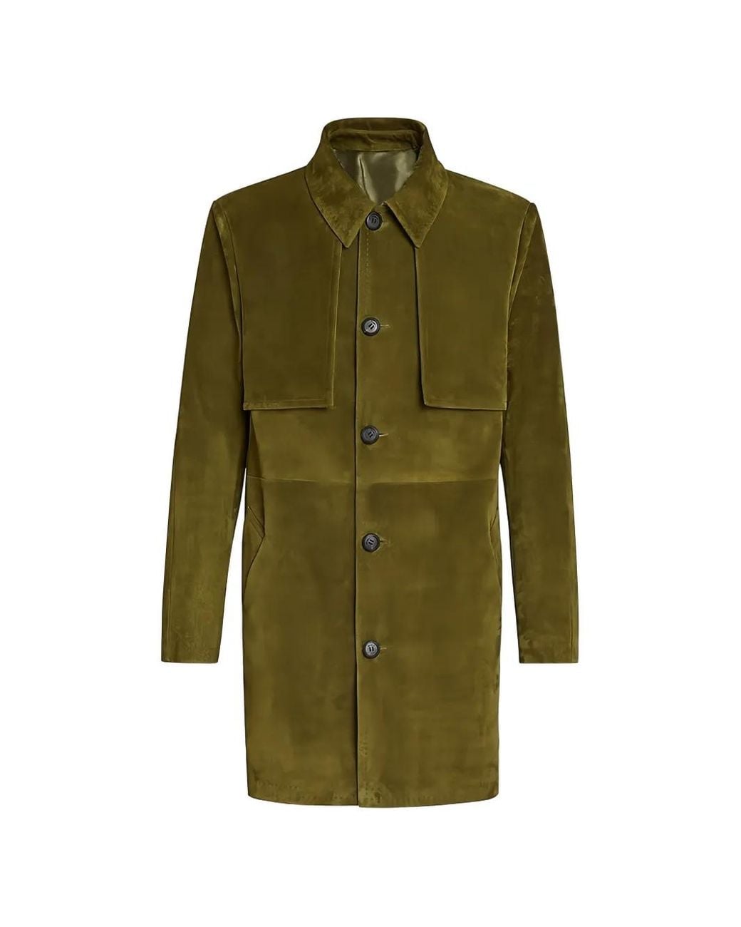 Ferragamo Green Suede Panelled Coat for men