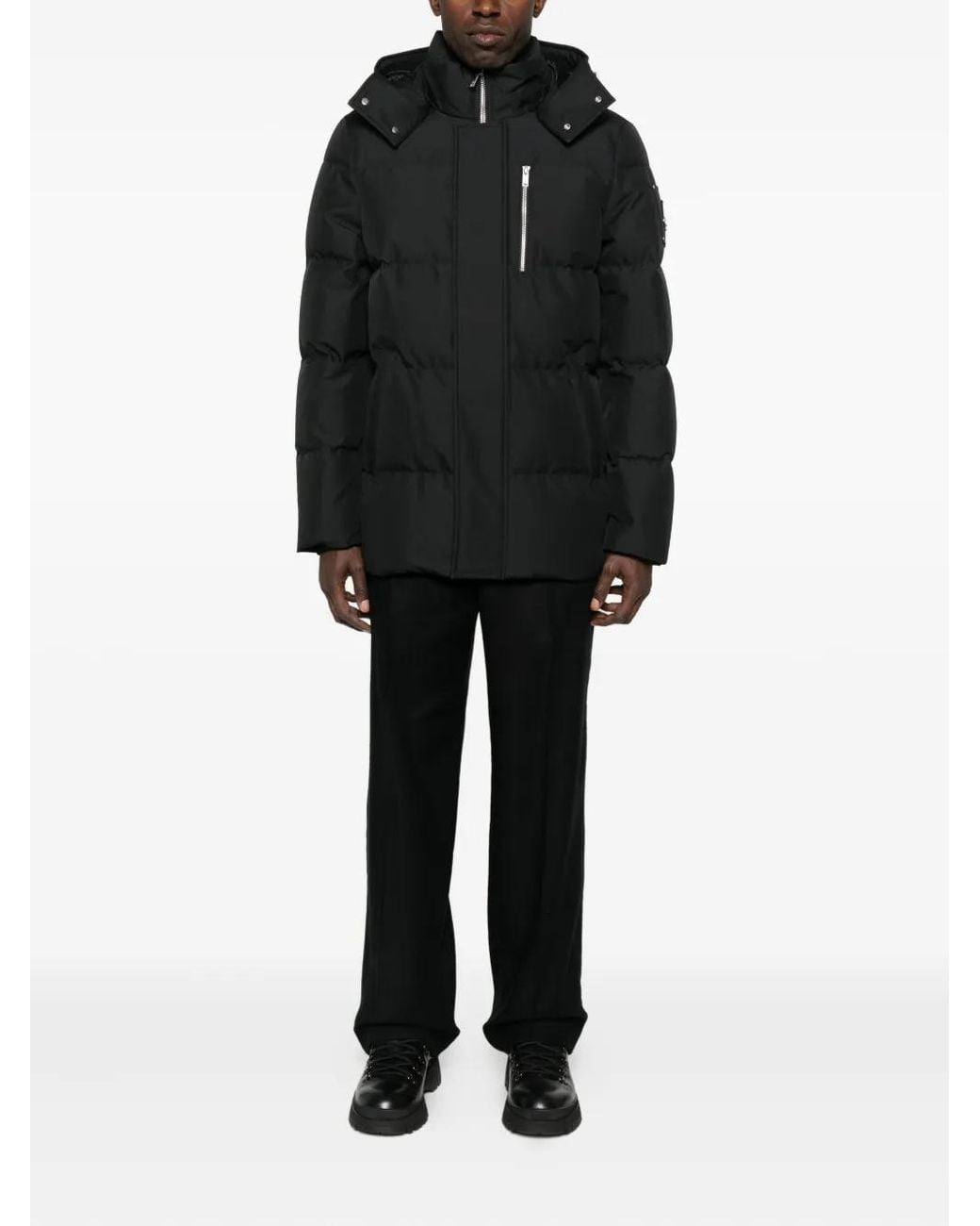 Moose Knuckles Black Hooded Puffer Jacket for men