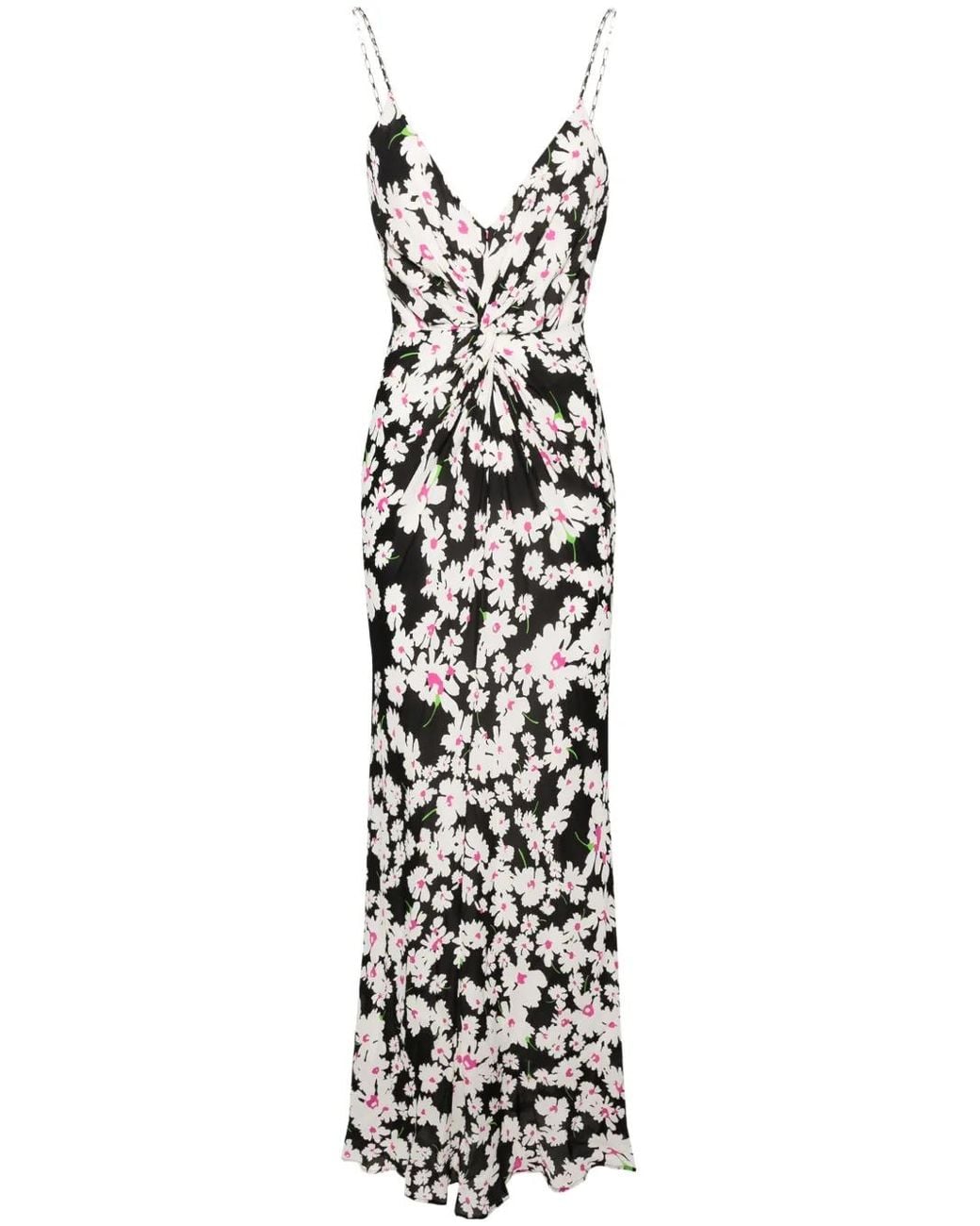 MSGM White Blumiges Maxikleid