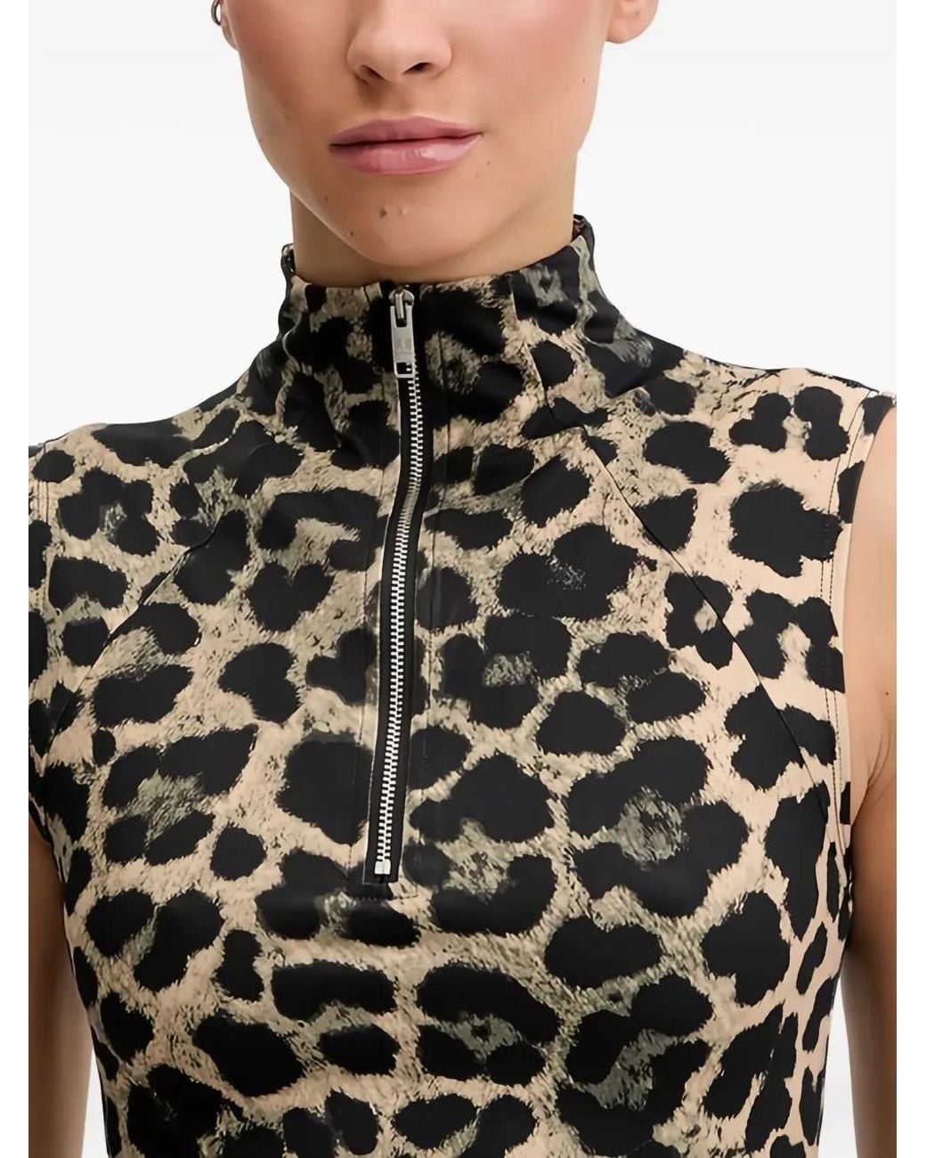 P.E Nation Black Leopard Zip-Up Top