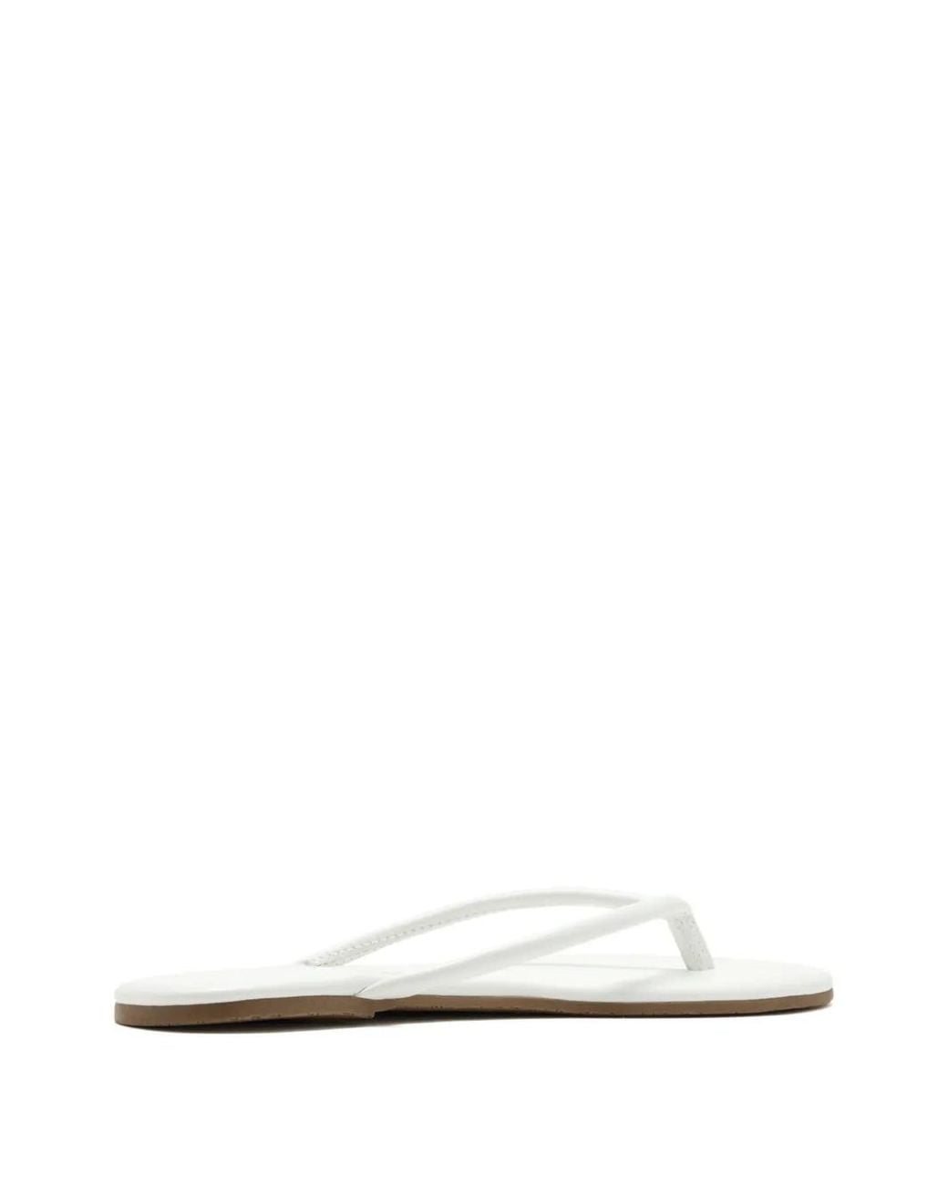 TKEES White Tubular Lily Flat Thong Sandals
