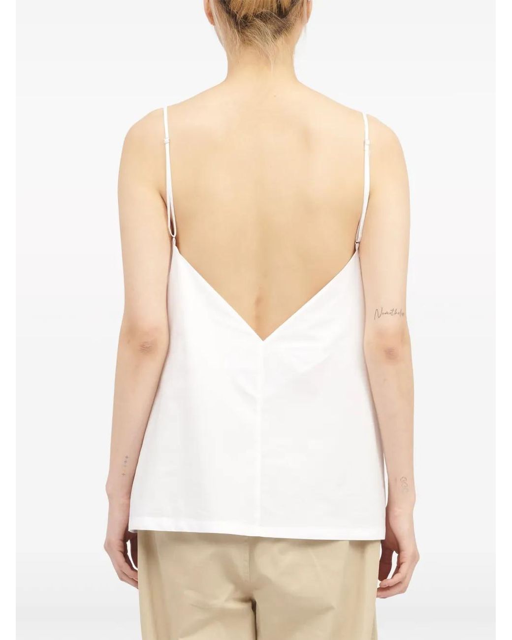 MM6 by Maison Margiela White V-Back Cotton Top