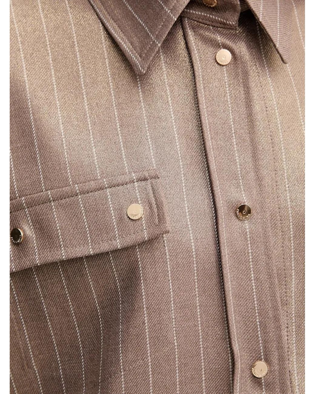 Fracomina Black Pinstripe-Print Flap-Pocket Shirt
