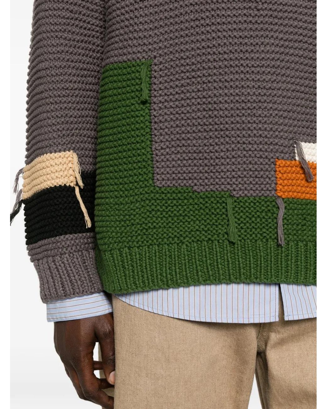 YMC Gray Patchwork Sweater for men