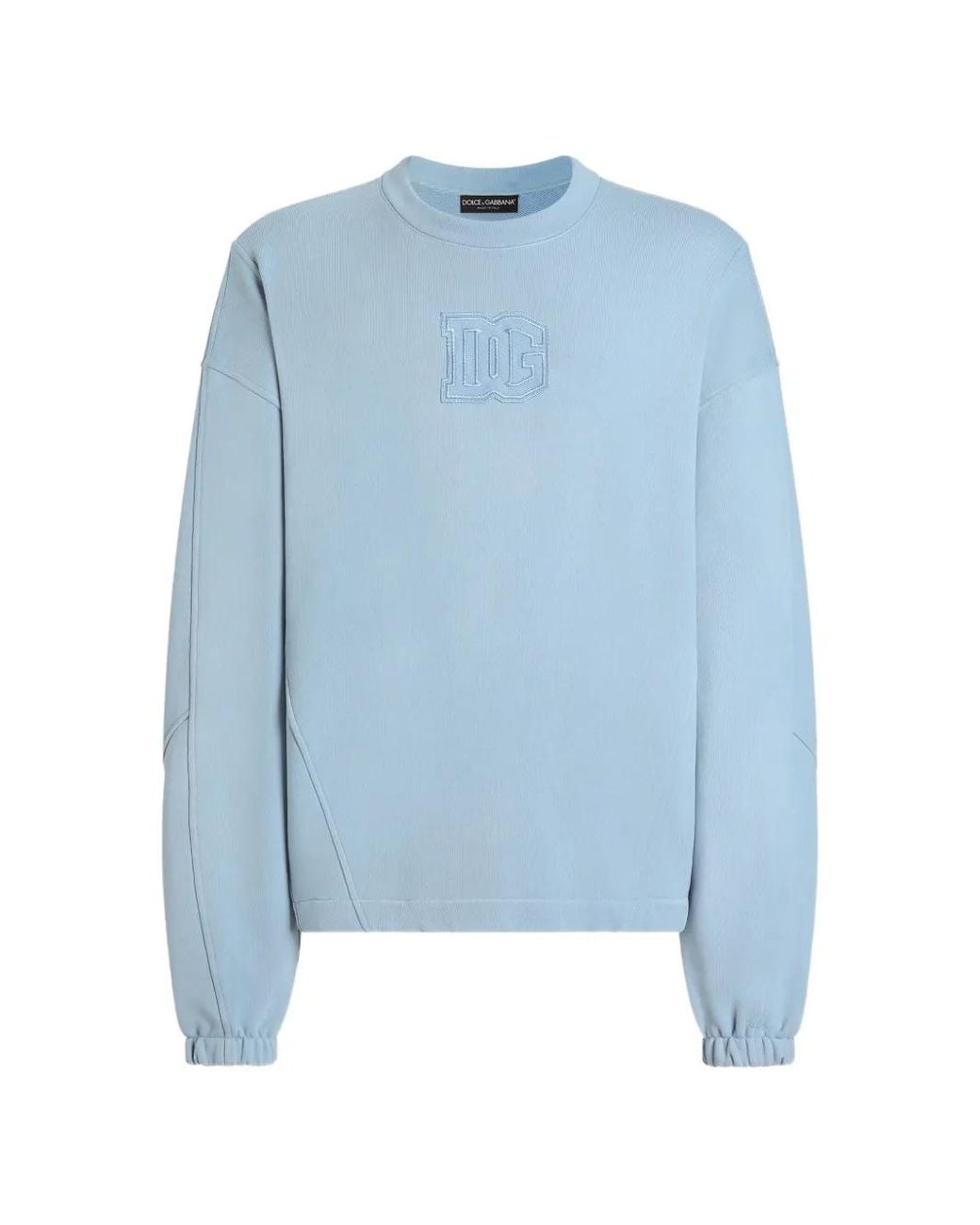 Dolce & Gabbana Blue Treated Cotton Sweatshirt for men