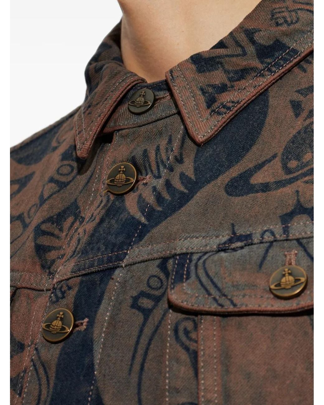 Vivienne Westwood Brown Stormrider Graphic-Print Denim Jacket for men