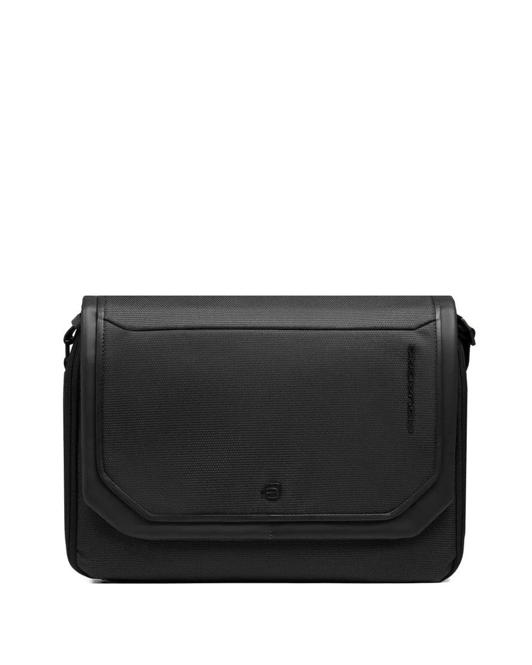 Piquadro Black Textured-Foldover Messenger Bag for men