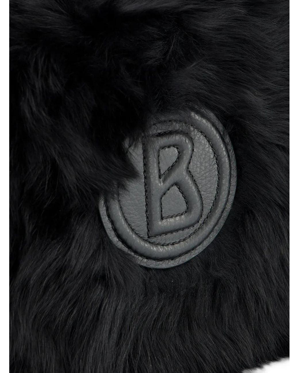 Bogner Black Logo-Patch Faux-Fur Shoulder Bag