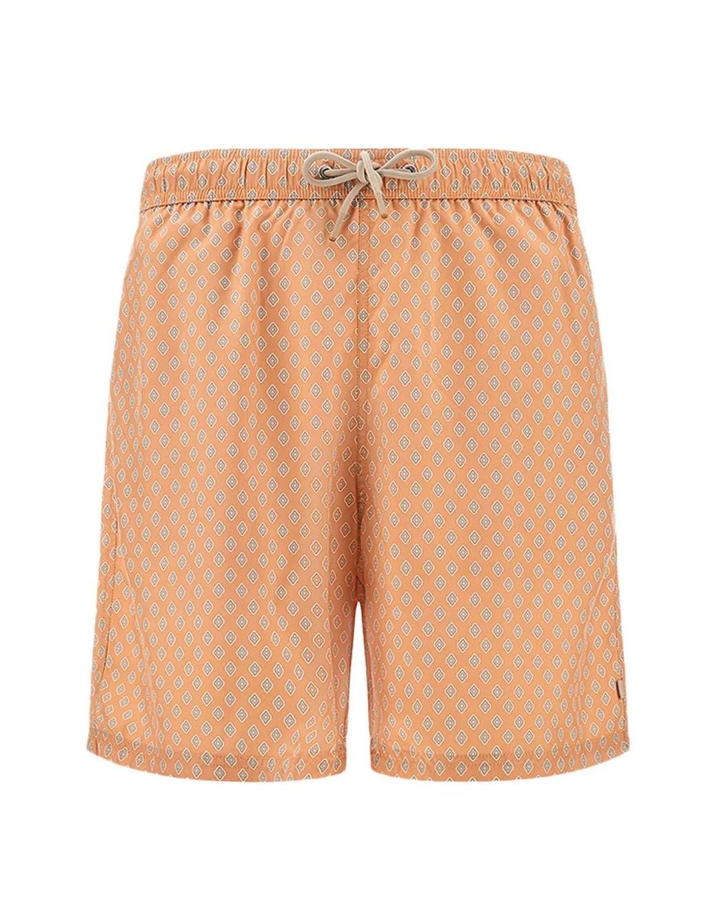Paul & Shark White Miniature Floral Diamond Print Swim Shorts for men