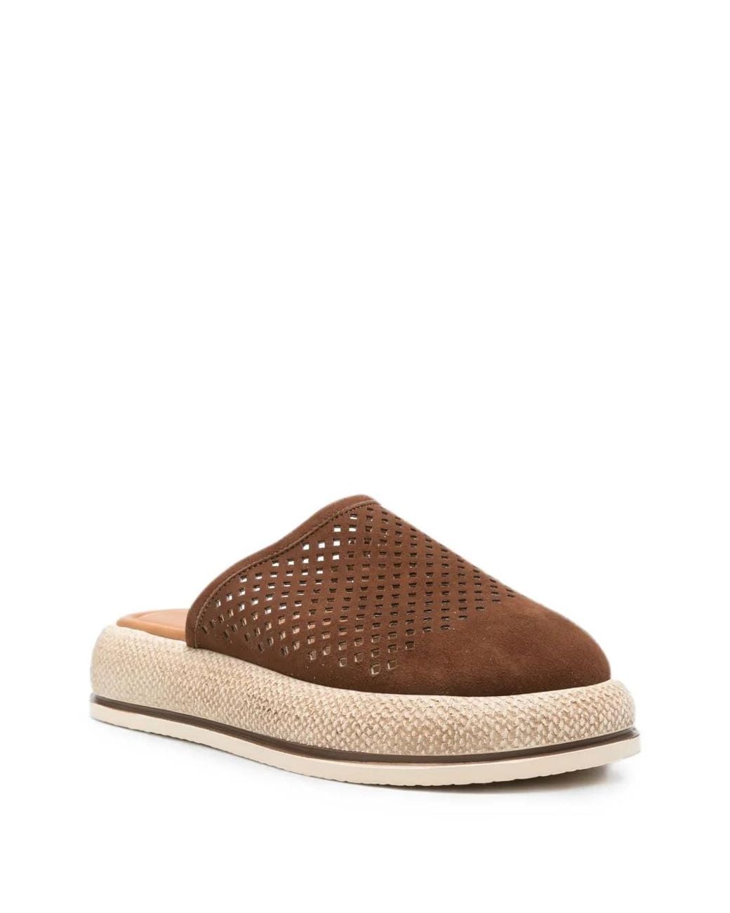 SERGIO MORETTI FIRENZE Brown Perforated Platform Mules