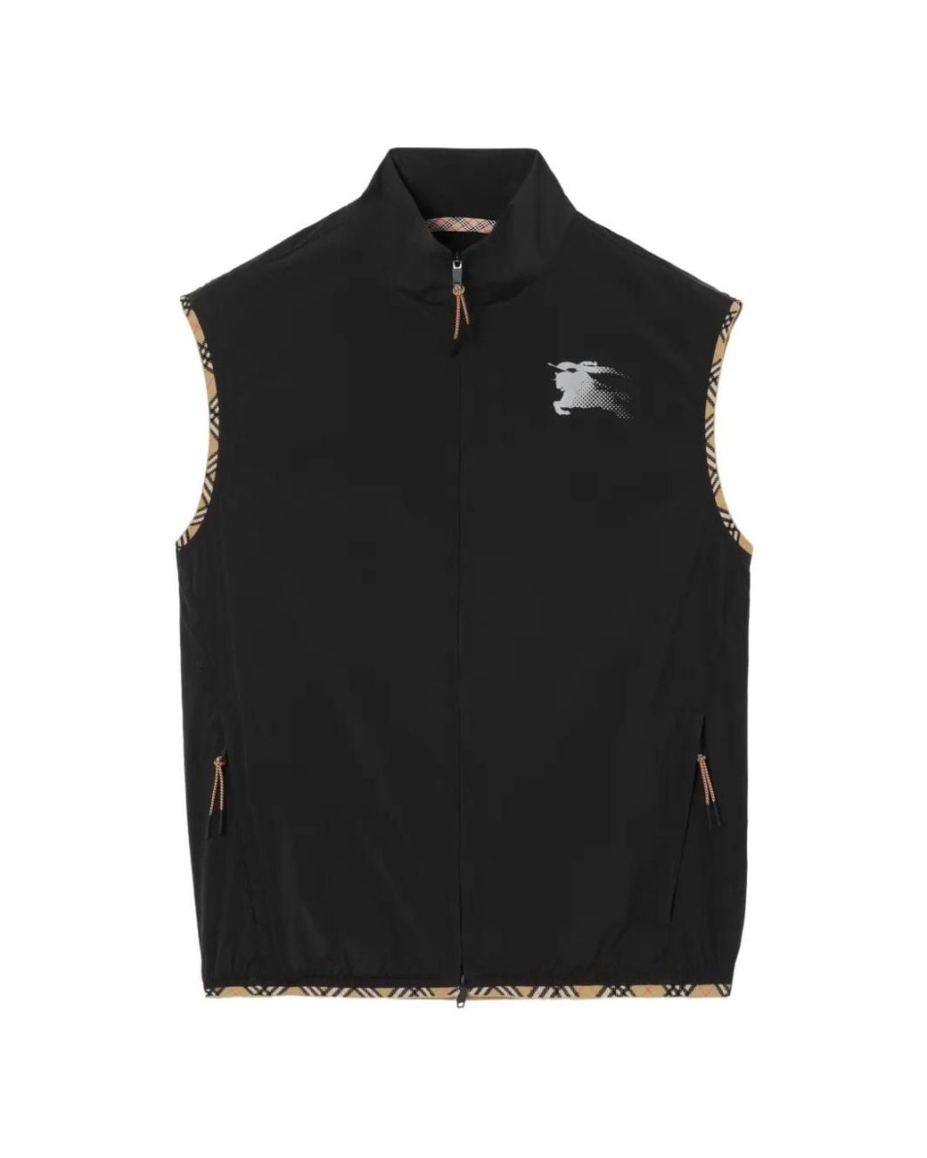 Burberry Black Check Trim Nylon Gilet for men