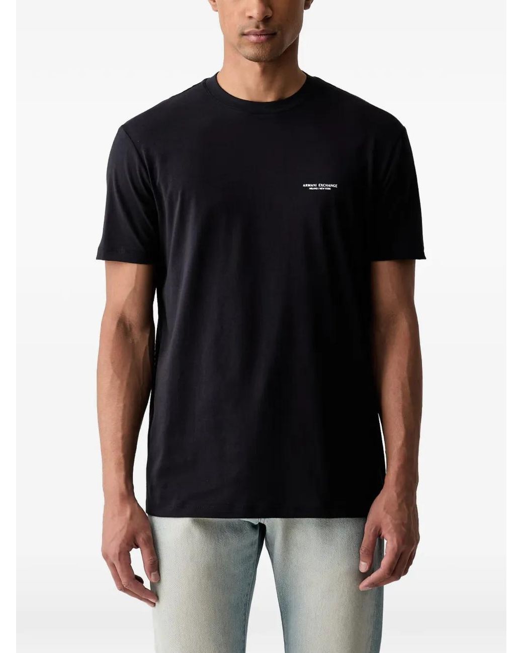 ARMANI EXCHANGE Black Logo-Print T-Shirt for men