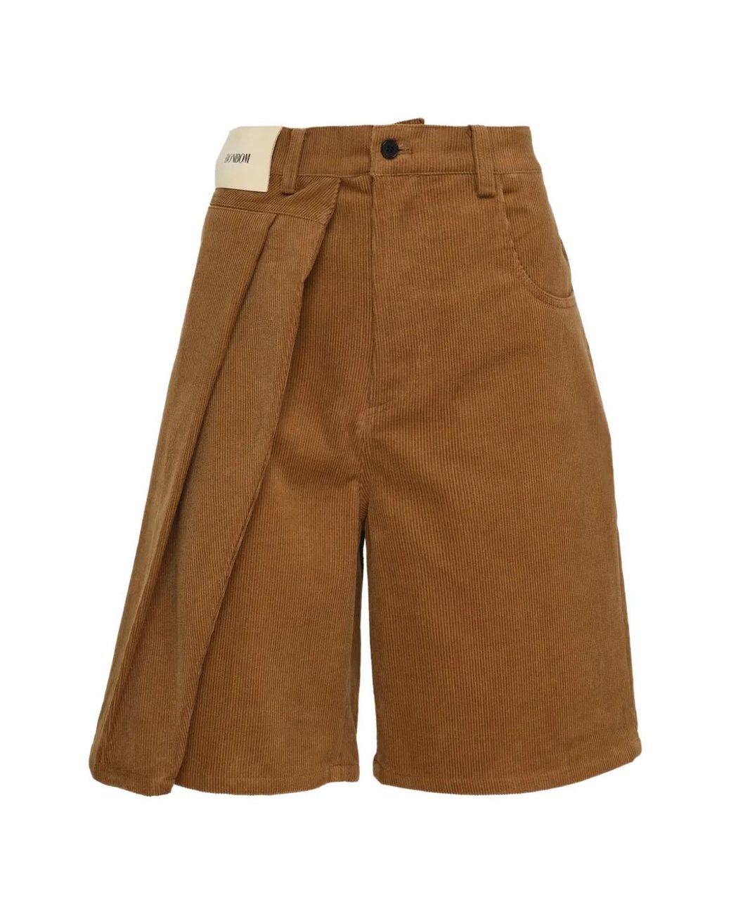 BONBOM Brown Two-Tuck Corduroy Shorts
