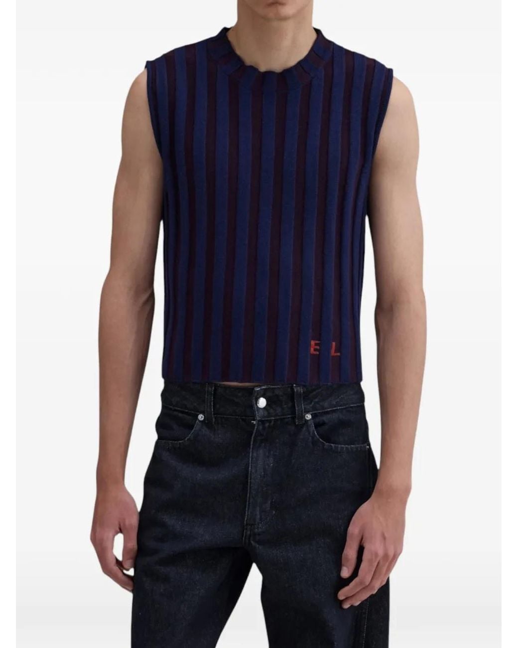 Eckhaus Latta Blue Keyboard Ribbed Vest