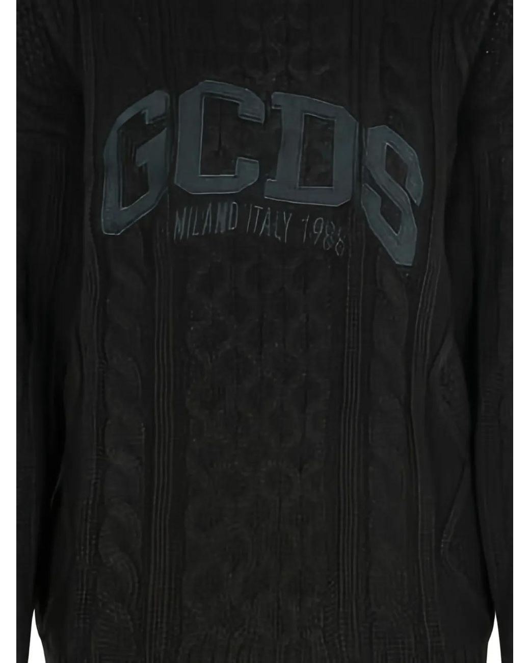 Gcds Black Logo Cable-Knit Sweater