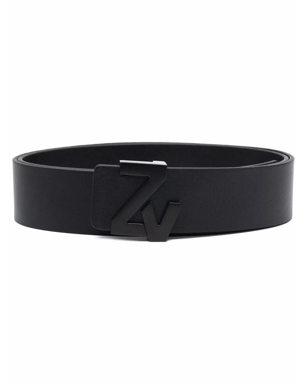 Zadig & Voltaire Black Initiale Logo-Buckle Belt for men